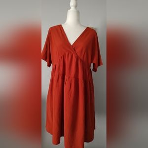 Kirundo dress  Size Large Color Terra V Neck Ruffles  Style Boho  Short sleeve